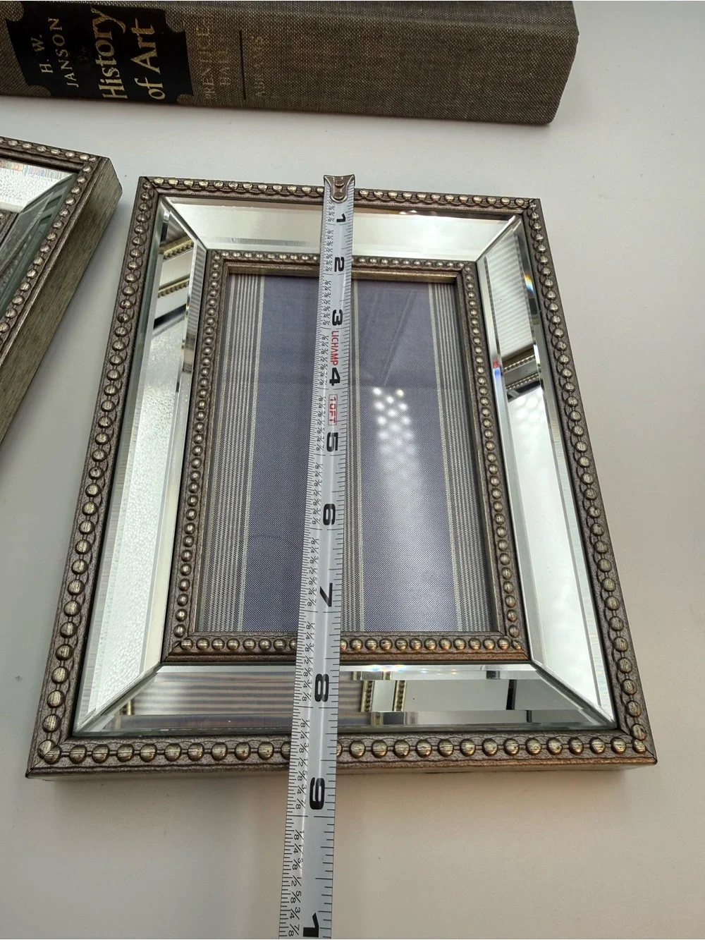 Lot of 3 Vintage Style Beveled Mirror Picture Frame With Beaded Detail